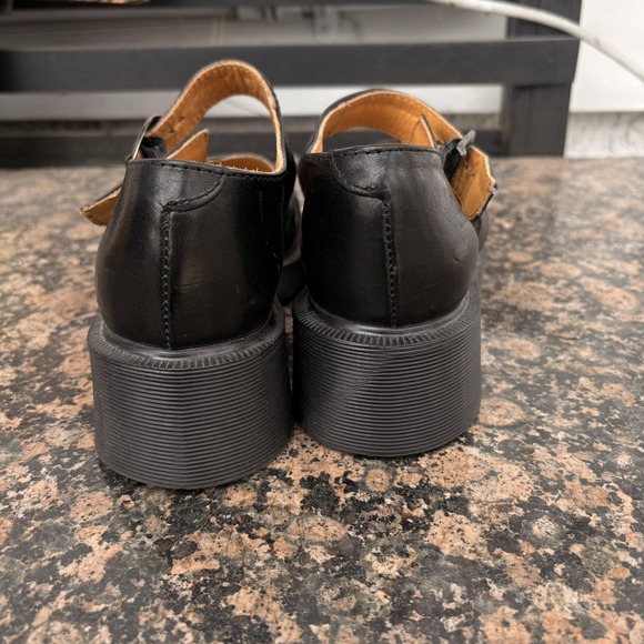 VINTAGE DR MARTENS Black Mary Jane Strap Cross Women's Sz 6 Chunky Platform - Picture 6 of 13